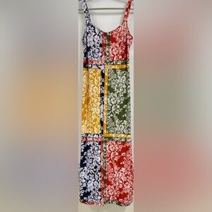 MSK Medium Patchwork Floral Maxi Dress | Boho Colorblock Cottagecore Summer
